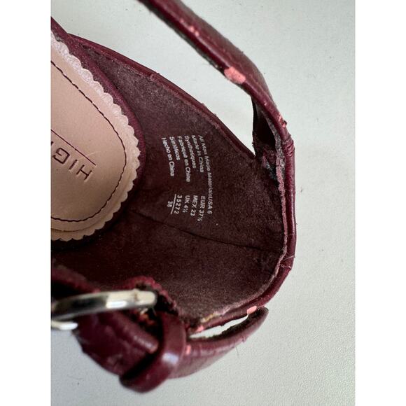 Vintage Women's Retro Highlights Maroon Leather Heel Sandal Size 6 - Picture 11 of 12